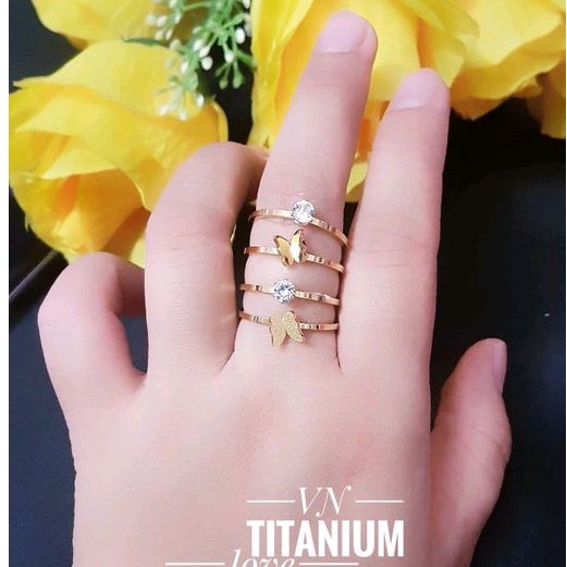 Cincin Titanium Isi 4 Gold Lapis emas 24k