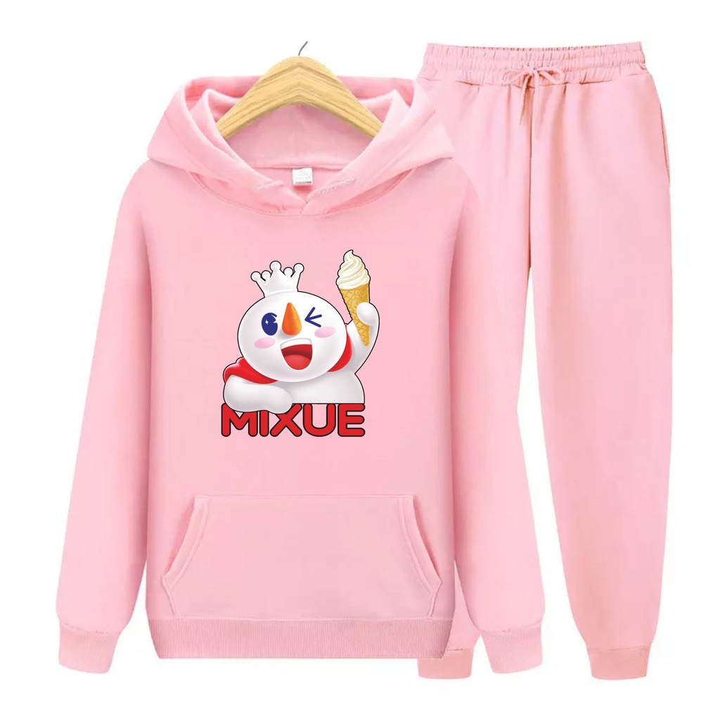 Fenisha Store MIXUE ICE CREAM VIRAL Setelan Sweater Hoodie Kupluk Anak Laki-Laki Dan Perempuan Usia 4-13+Tahun Bisa Bayar Ditempat COD