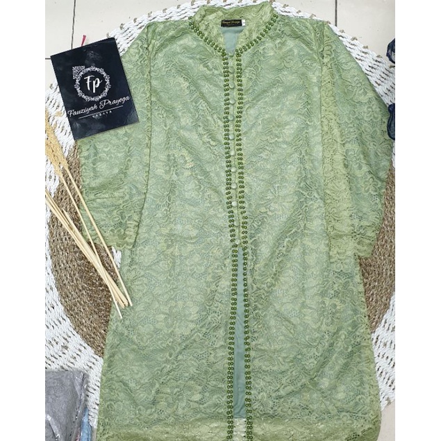 Harga Promo Atasan Kebaya Brukat Nazwa Payet Kebaya Ibu Besan Wisuda Seragaman Hijau Sage