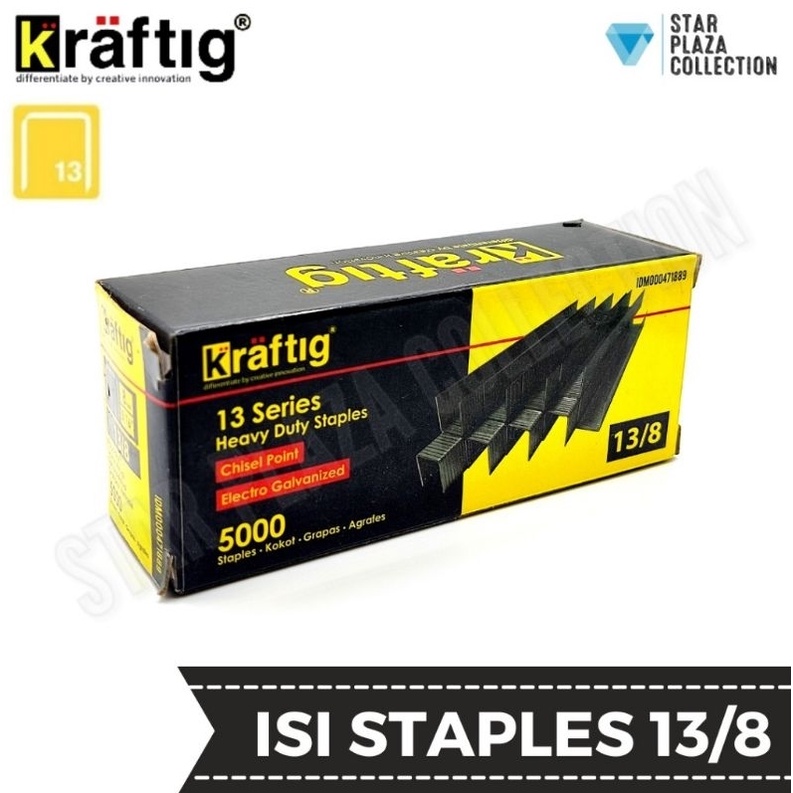 

1 DUS (ISI 50BOX) - Isi Staples Manual / Staples Tembak Guntacker Merek KRAFTIG Original Uk. 13/8mm (8mm) - untuk Pengerjaan Jok Motor, Jok Mobil, Sofa, Funiture, Kayu