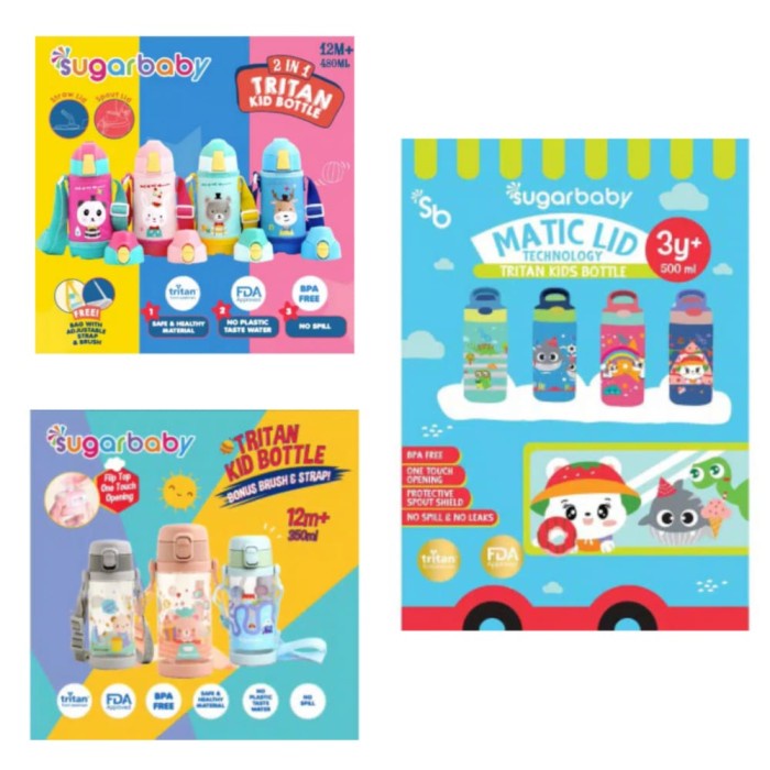 Terlaris Sugar Baby Tritan Kid Bottle 350Ml - 2In1 - 500Ml