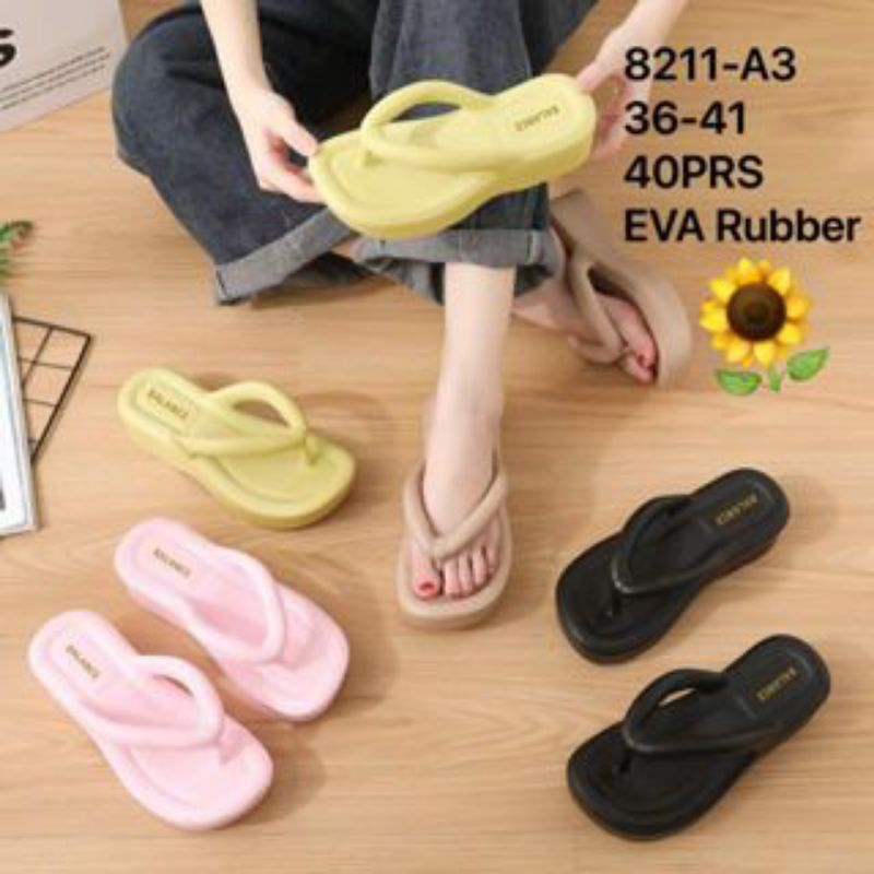25-42 Sandal Couple Sandal Jepit Tinggi SANDAL KARET TINGGI Tebal Mellisa 7 cm/ Wedges Jelly Wanita 