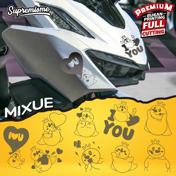 Stiker Emoji Mixue / Sticker Maskot Mixue / Stiker Viral Karakter Mixue / Sticker Animasi Lucu Mixue Glossy Waterproof / Sticker Hologram Mixue Animasi Kartun Lucu