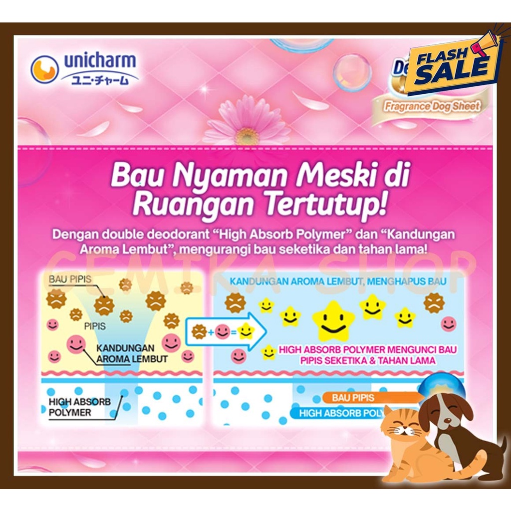 DEO SHEET UNICHARM SMALL DOG ALAS ANJING ( AROMA FLORAL / GREEN )