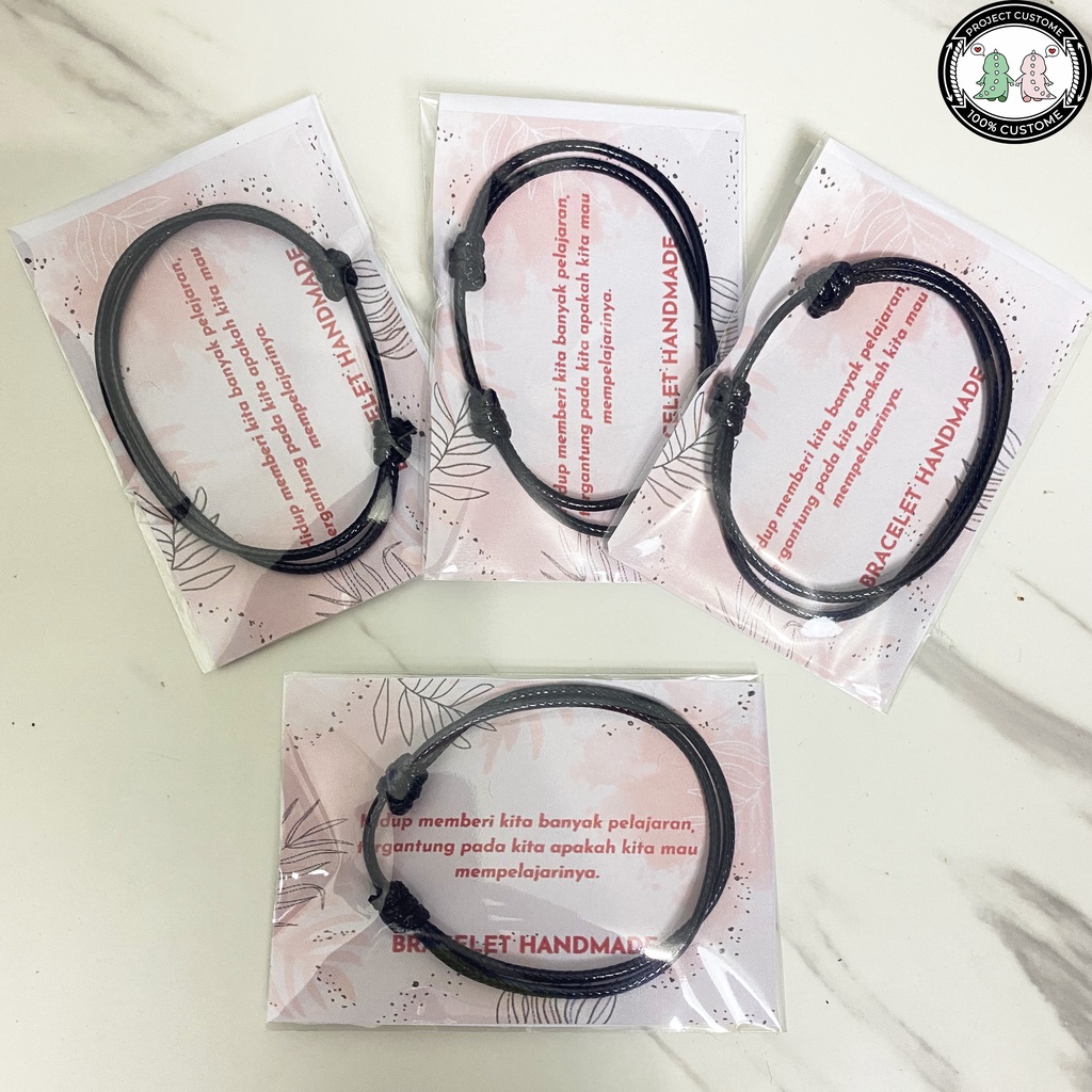 Gelang Tangan Tali Hitam Simple Polos Pria Cowok Dan Wanita Keren