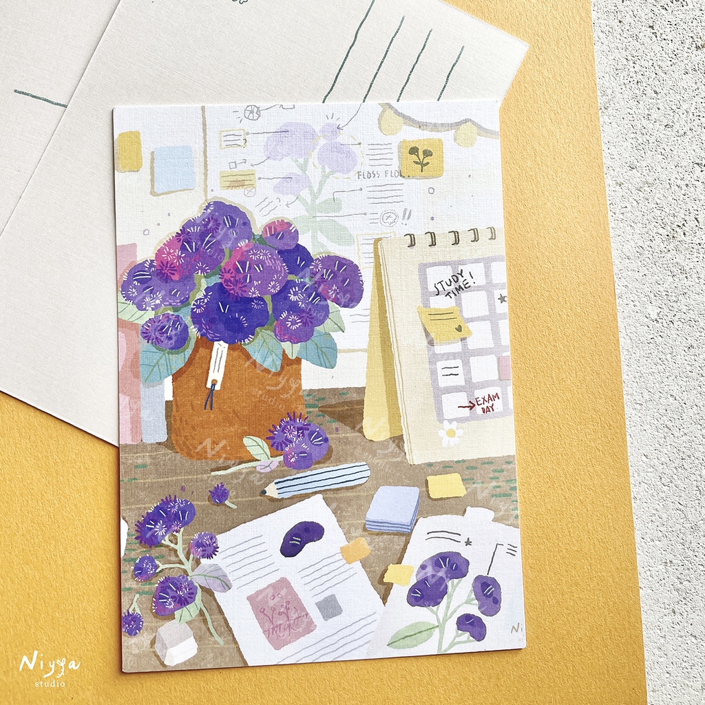 

Study Time Postcard | Botanical Art Print | Nature Artwork | Greetings Card | Kartu Ucapan
