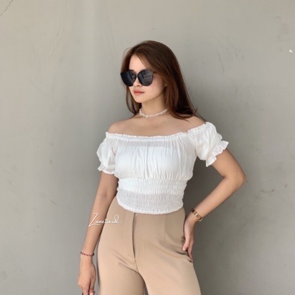 Baju Atasan Sabrina Irise VERONIKA Sabrina Crop Top Blouse Blus Korean Lengan Panjang/pendek Tangan 