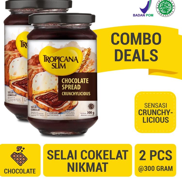 

℮ Twin Pack - Tropicana Slim Chocolate Spread 300 gram - Selai Cokelat Nikmat Tanpa Gula Pasir ♬