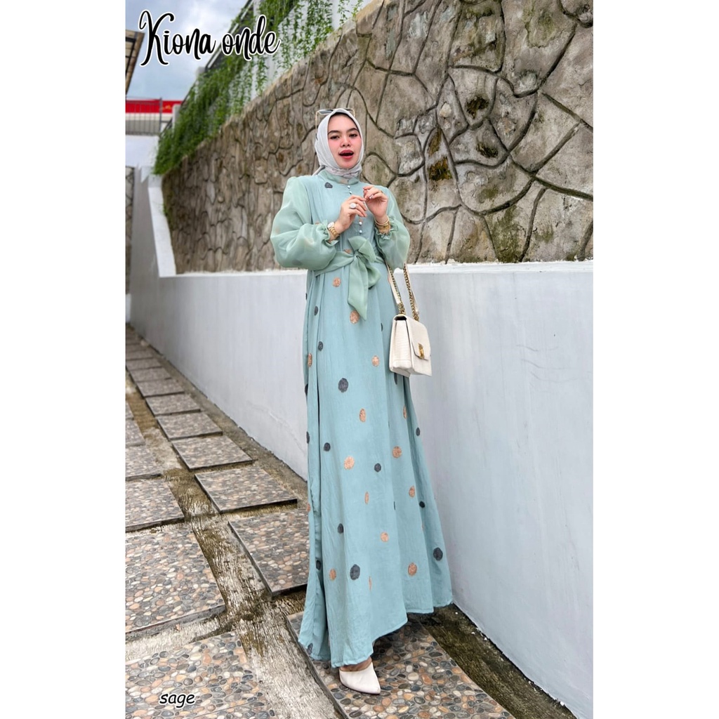 GAMIS PESTA KONDANGAN KIONA ORGANZA KRINKLE POM POM