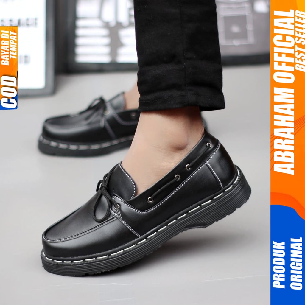 Sepatu Loafers Docmart Formal Pantofel Kerja Pria Hitam Abraham Arbent