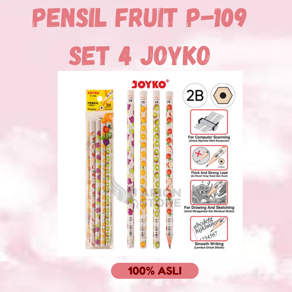 

[ARION STORE] Pensil Rautan Motif Fruit P-109 Joyko / Pensil 2B P-109 Joyko [SET]