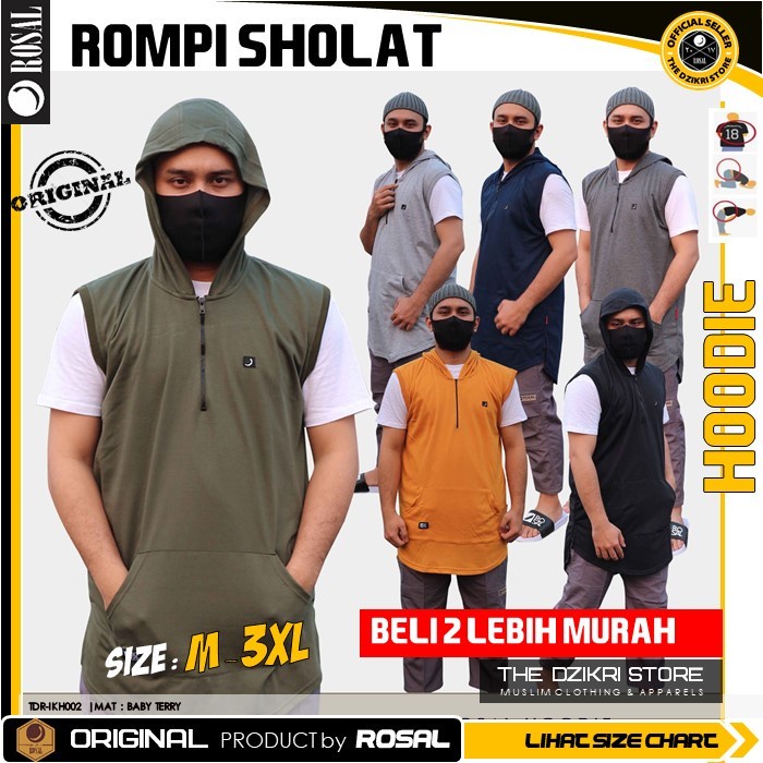 Rompi Sholat ROSAL Hoodie Rompi Sholat Shalat Solat Muslim Pria Original GROSIR(C9E6) rompi sholat a