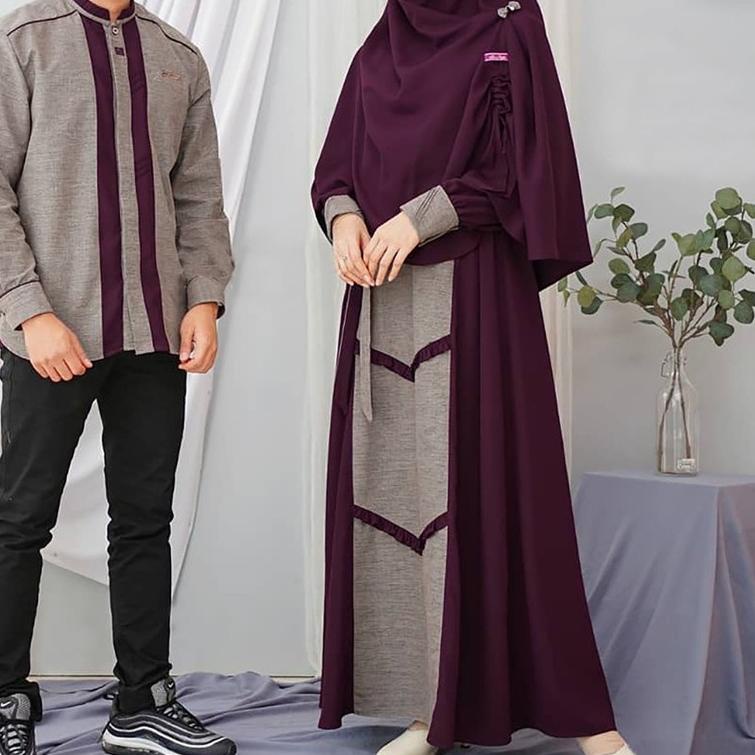 ➭ PROMO TERMURAH - Asoka Couple Baju Pasangan Gamis Syari Set Kemeja Koko Muslim Fashion Setelan Leb