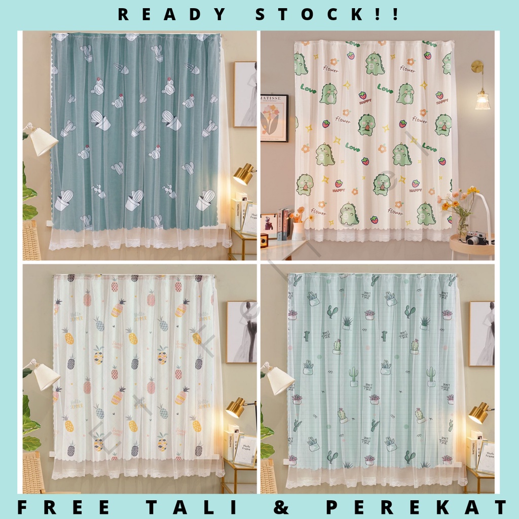 Magic Curtain Pattern Velcro / Tirai Hordeng Gorden Pintu Jendela Pasang Tanpa Bor dan Paku