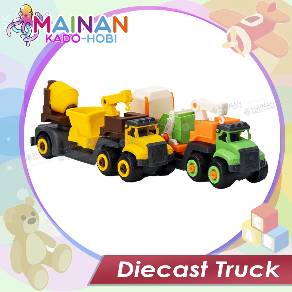 MAINAN ANAK LAKI DIECAST MINIATUR TRUCK SEMEN KONSTRUKSI EXCAVATOR