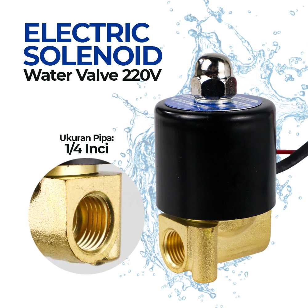 (BISA COD) FTIHSHP Geerte Electric Solenoid Water Valve 220V 2 Point 1/4 Inch - 2W-025-08