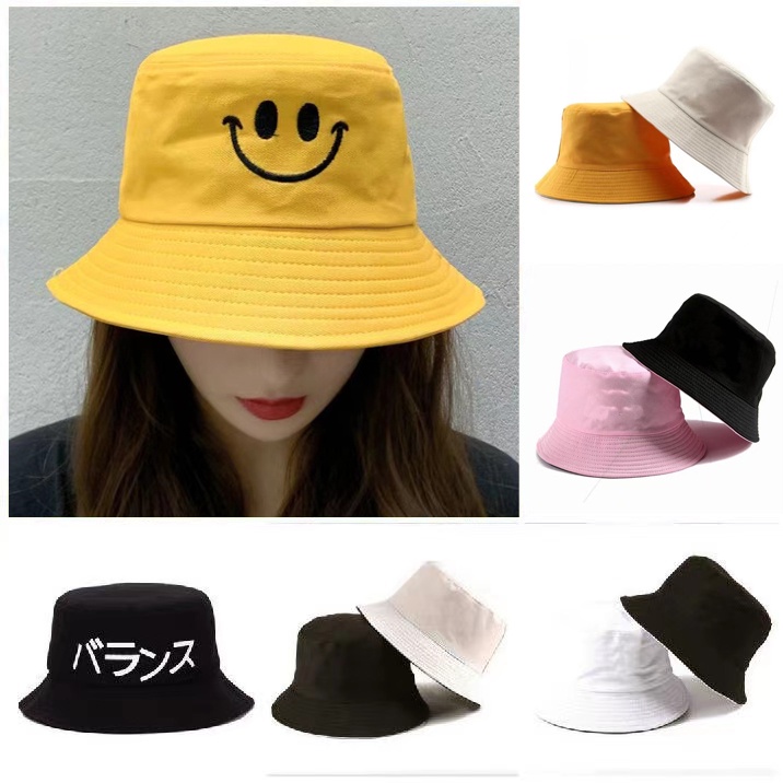 Topi Bucket Polos Dua Warna Bolak Balik Fisherman / Topi Bucket Korean Fedora Polos Dua Warna