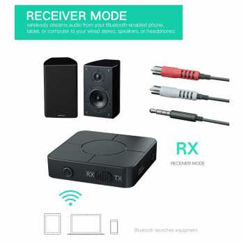 2 in 1 Audio Bluetooth 5.0 Universal Transmitter dan Receiver 3.5mm / Adapter Bluetooth Receiver Transmitter Audio Speaker HP  Earphone MP3 MP4 TV Sound PC Laptop Komputer Tablet / Transmitter Receiver Audio Bluetooth Sambungan Speaker Plug Play Audio