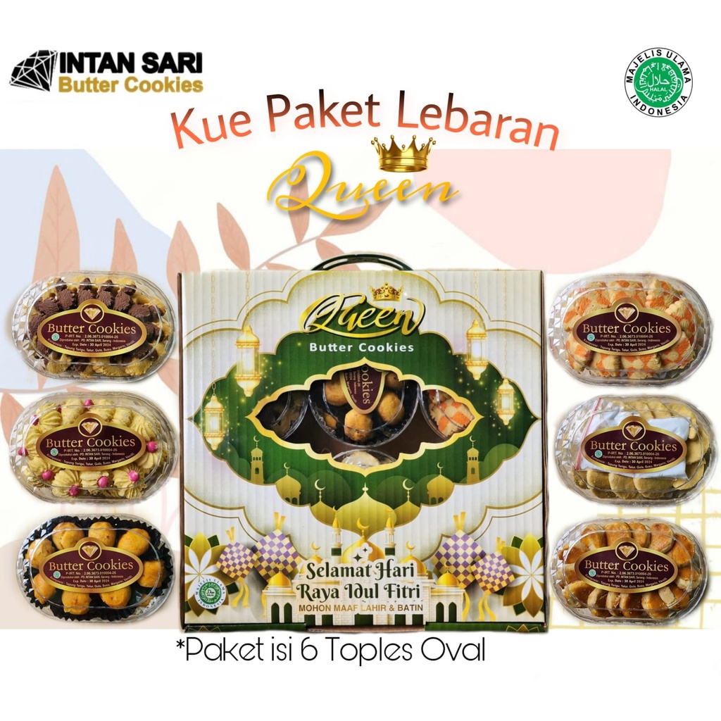 

PAKET HAMPERS KUE LEBARAN INTAN SARI QUEEN - PAKET PARSEL LEBARAN KUE KERING INTAN SARI BUTTER COOKIES
