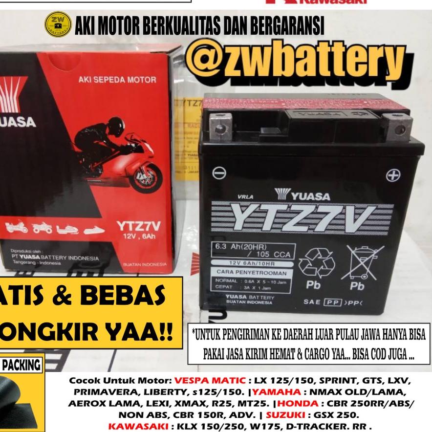 Diskon AKI MOTOR VESPA SPRINT, VESPA S 125, NMAX OLD, LEXI YTZ7V YUASA ORI MF ✱heb™