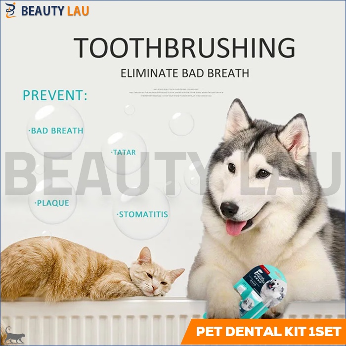 SIKAT ODOL GIGI KUCING ANJING 1SET PET TOOTHBRUSH  TOOTHPASTE SET PET DENTAL GEL PASTA GIGI KUCING ANJING