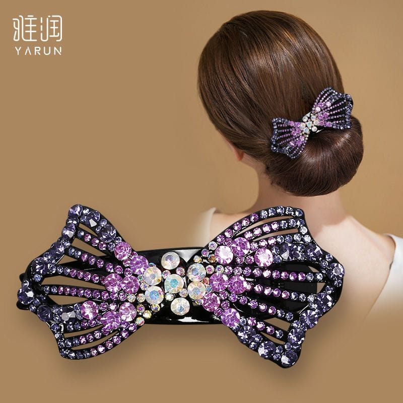 Jepit Rambut Korea Sanggul Wanita motif elegan pita kristal zirkon original import