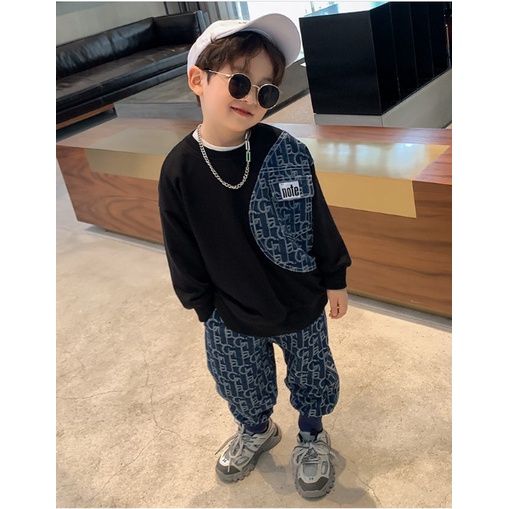 Setelan anak laki laki import setelan sweater anak cowok impor sweater lengan panjang sweatpants anak laki laki fashion-NOTE