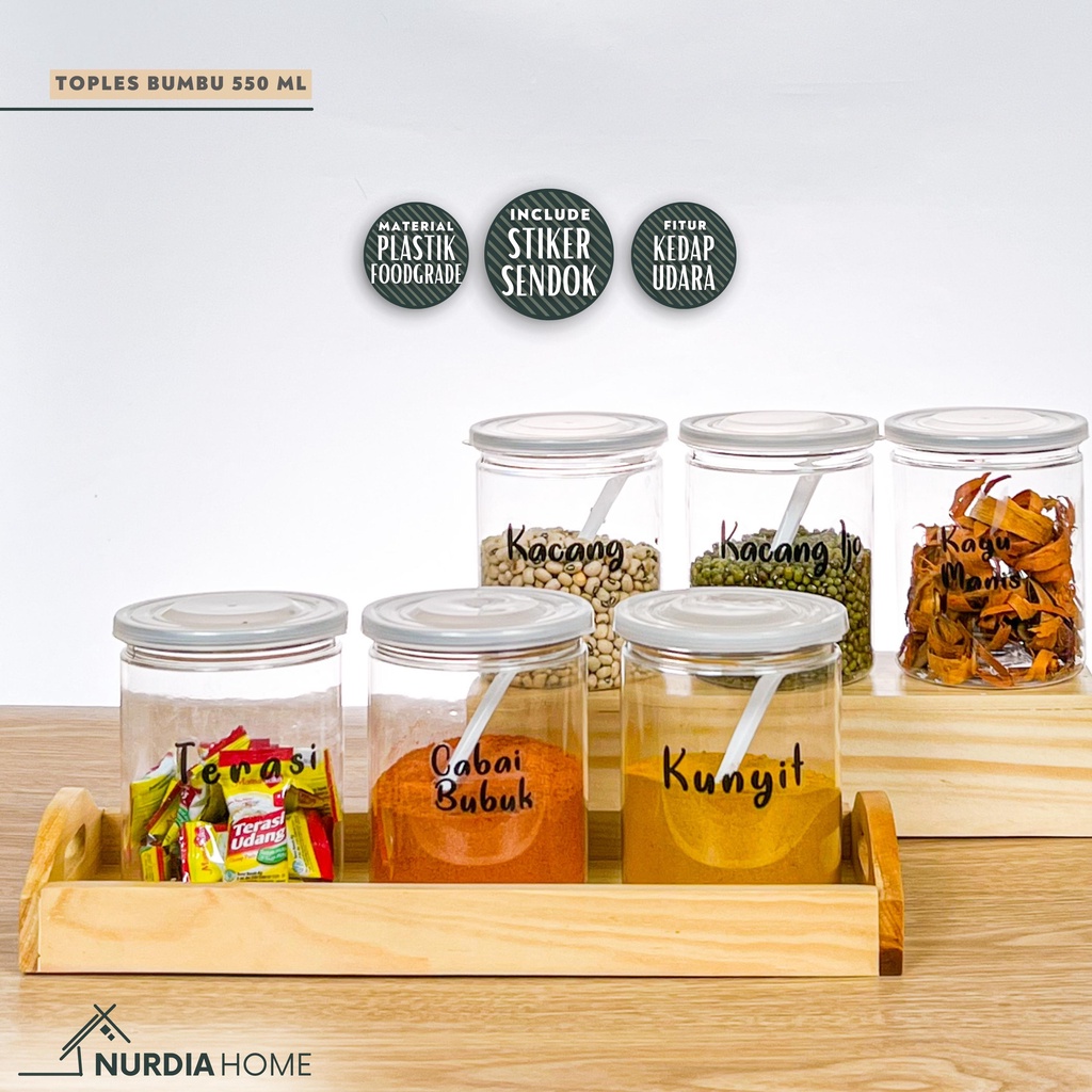 Toples Bumbu Dapur 550 ml Nurdia Home (Tempat bumbu dapur / Wadah bumbu dapur / Botol Bumbu) - J03