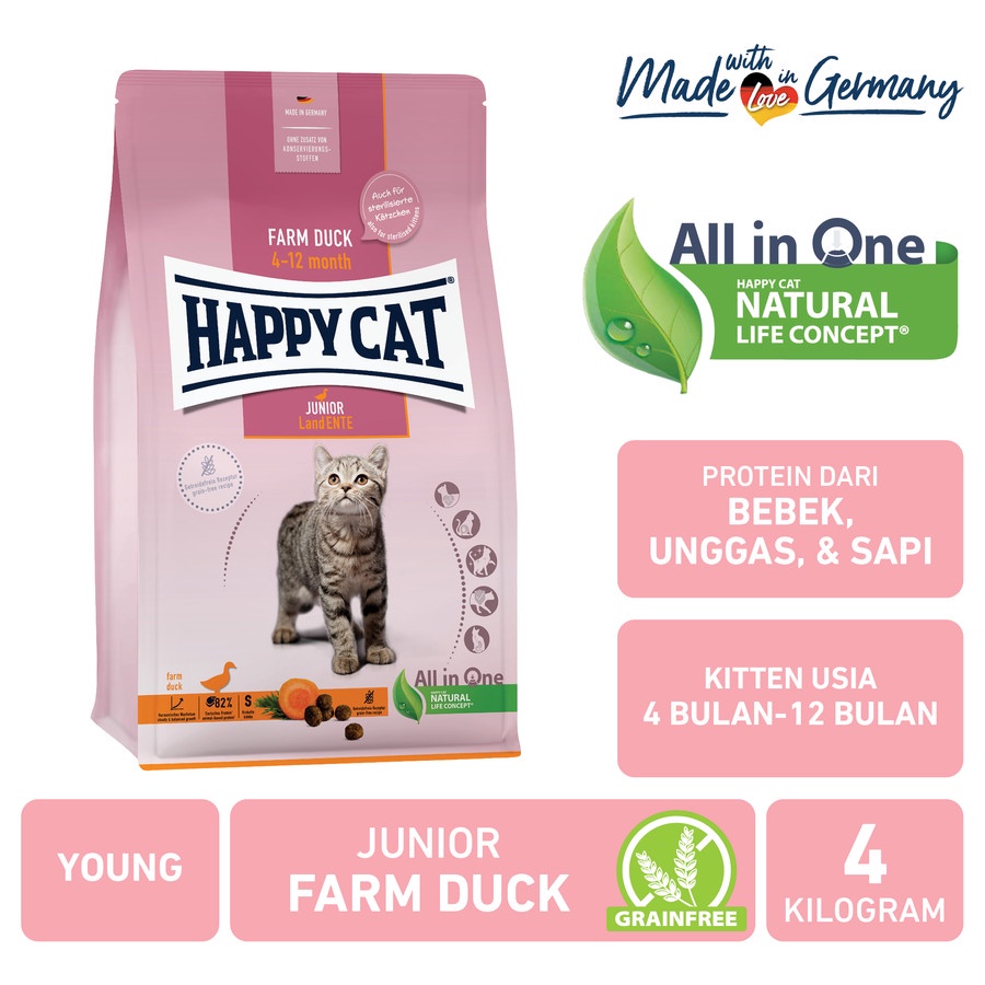 Happy Cat Young Makanan Anak Kucing Junior Farm Duck 4kg | Grainfree