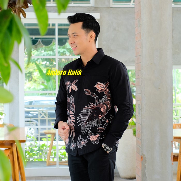 Baju Kemeja Batik Pria Slimfit Lengan Panjang Elegant Modern Motif Lucu Heem Premium Kain Primisima Solo