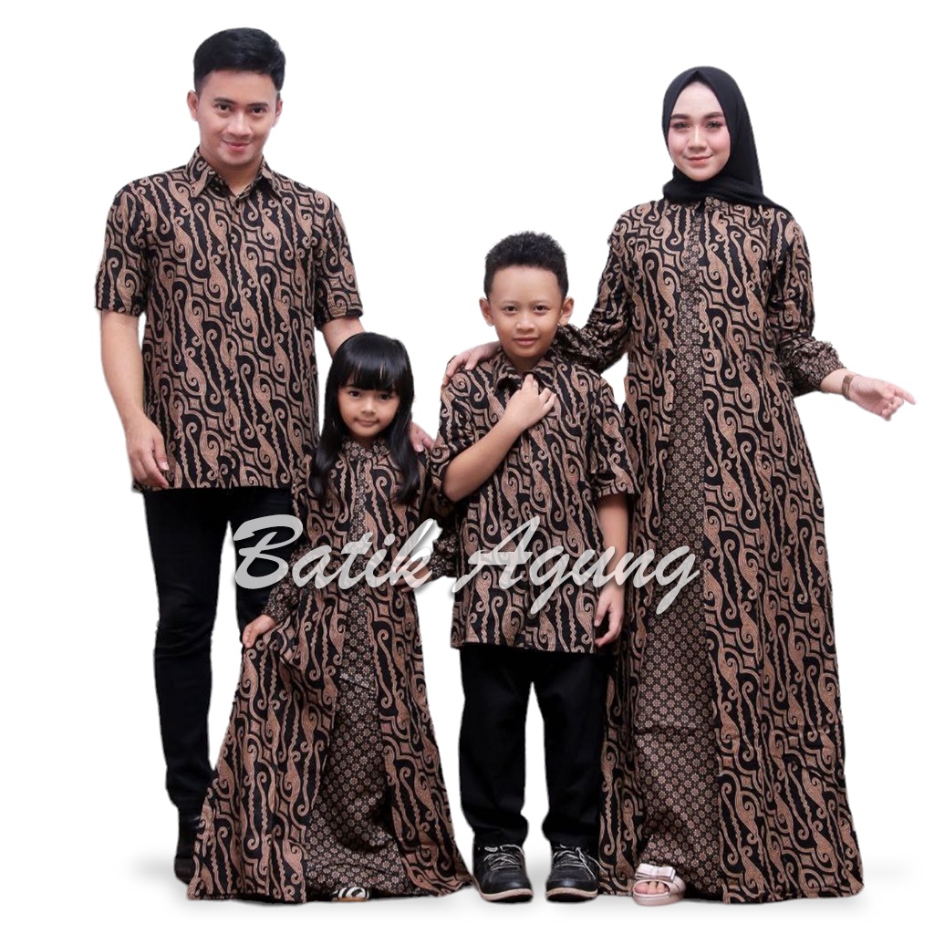 Baju Batik Sarimbit Muslim Keluarga Katun Premium / Atasan Batik Couple Gamis Keluarga Muslim Modern