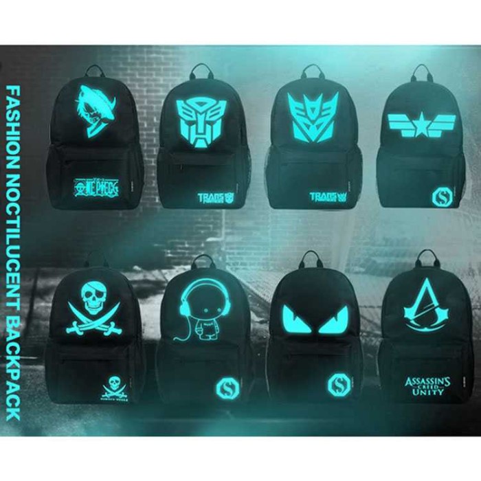 Tas Ransel Sekolah Oxford Glow in The Dark Backpack Stylish Gadget Bag Punggung Fashion Murah