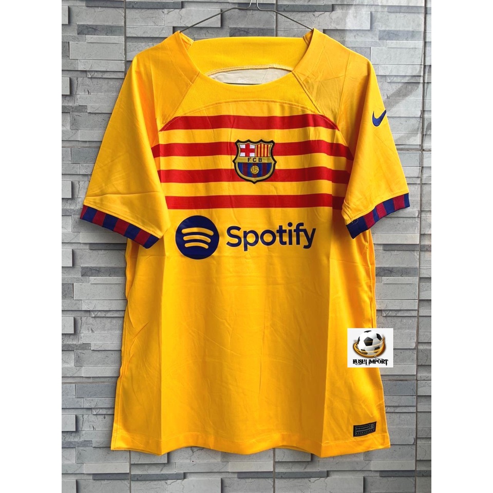 Jersey Baju Bola Barca 4th Fourth Full Patch 2022 2023 Grade Ori