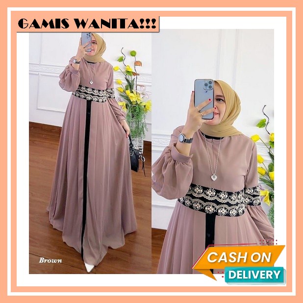 ( Jumbo ) Gamis Anamela Katun Toyobo Bordir / Terbaru / Terlaris / Terpopuler / Cod Cod  Aisah Dress