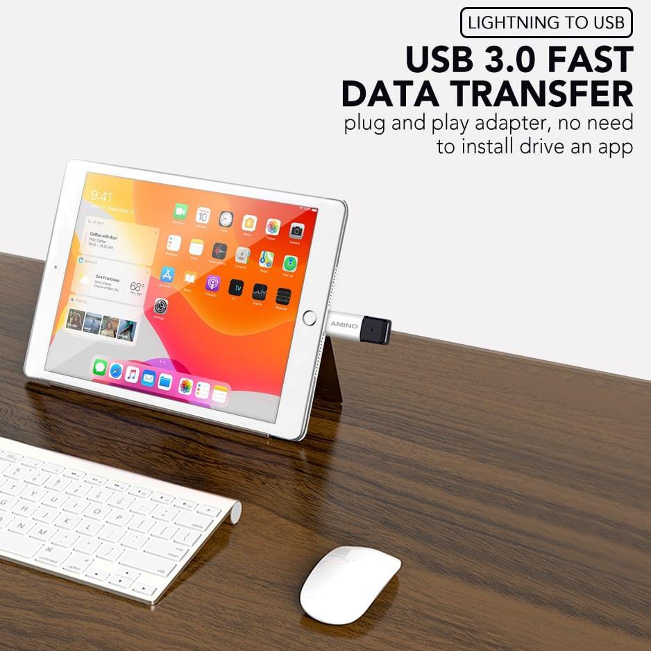 C*   AMINO OTG Connector Untuk Iphone Lightning TO USB 3.0 Adapter Converter Fast Data Transfer