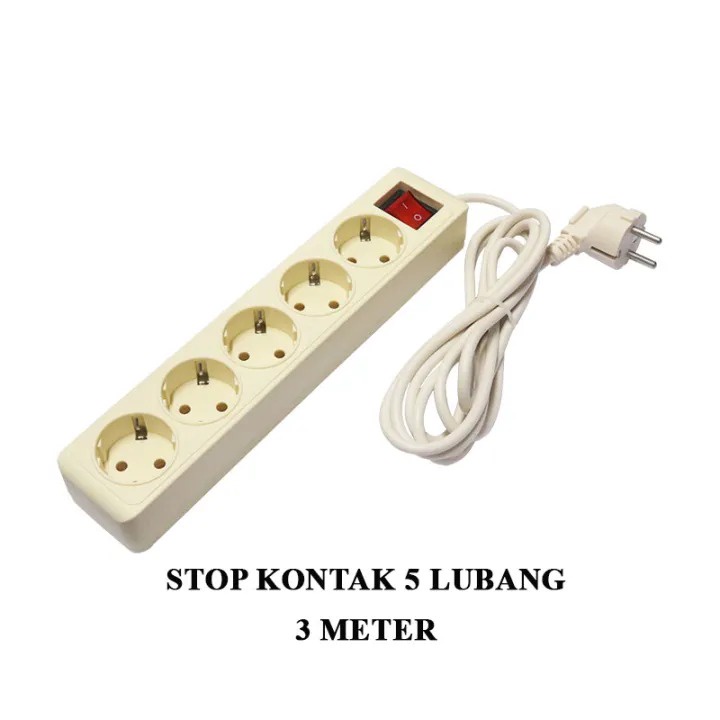 STOP KONTAK 5 LUBANG 3 METER SAKLAR COLOKAN LISTRIK 5 LUBANG 3 METER SAKLAR