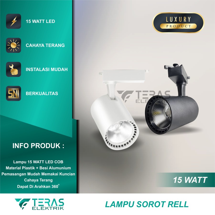 Lampu sorot rel track led light 15w Spotlight rel 15 Watt