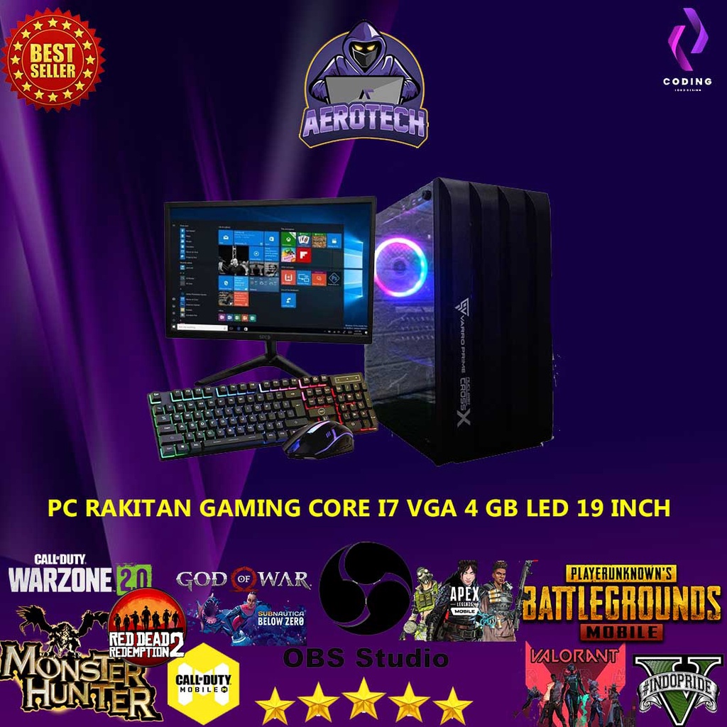 PC RAKITAN CORE I7|RAM 16 GB|VGA 4 GB|SSD 120 GB|HDD 500 GB | LED 24 INCH FULLSET GAMING DESAIN