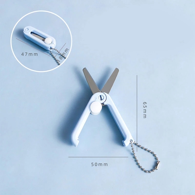 SS Gunting Lipat mini Portable tarik Stainless Steel Retractable Mini Folding Scissors Pemotong Kertas Paper Cutter lucu