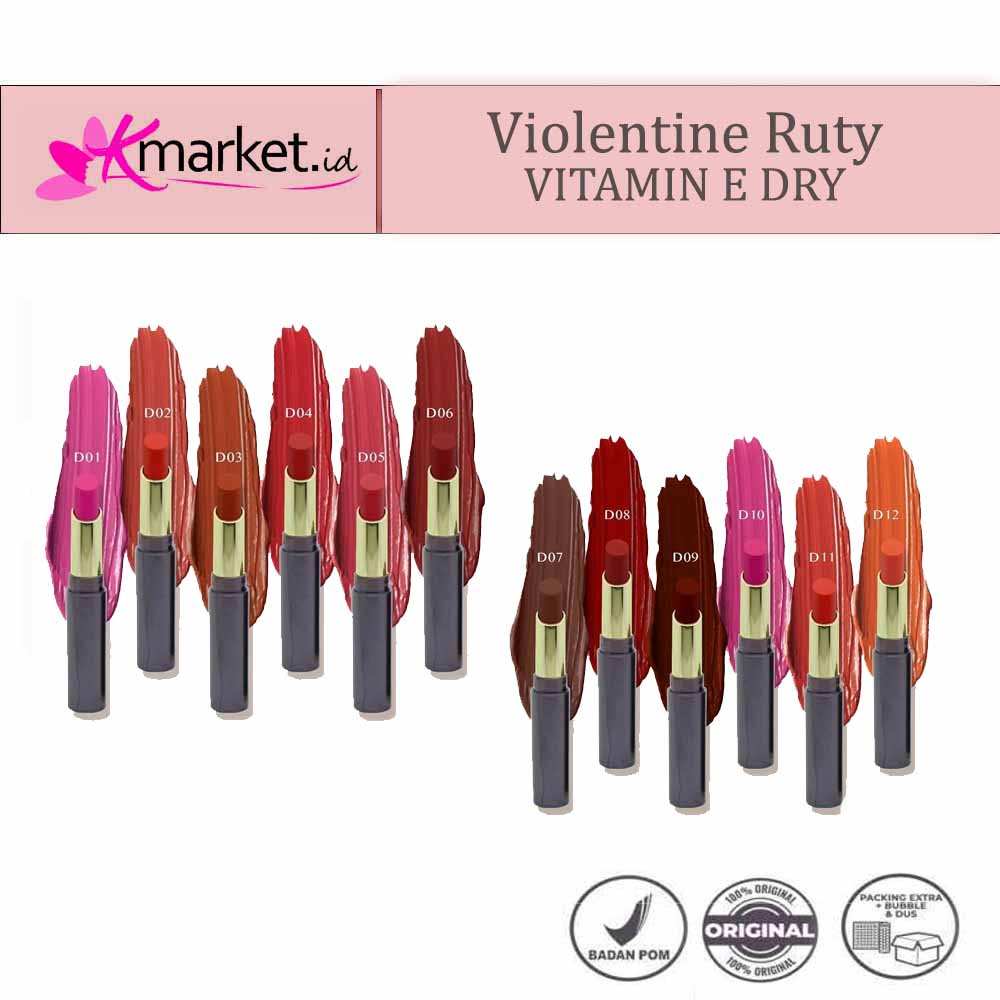 VR VIT E DRY | LIPSTICK DRY VIT E | COLORFIX | LIPSTICK | PEWARNA BIBIR | VIOLETINE RUTY