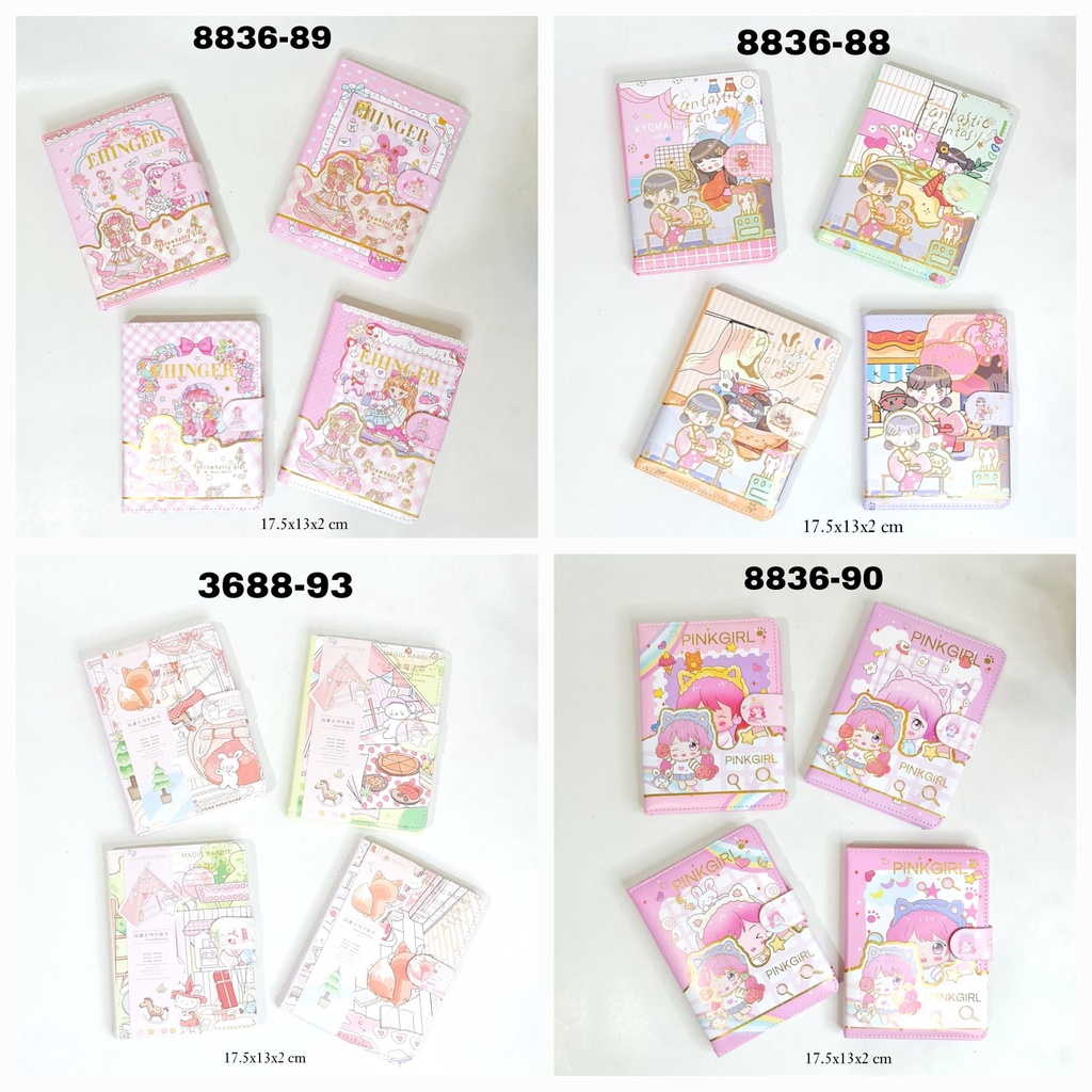 

buku diary model magnet karakter lucu kertas berwarna beragam