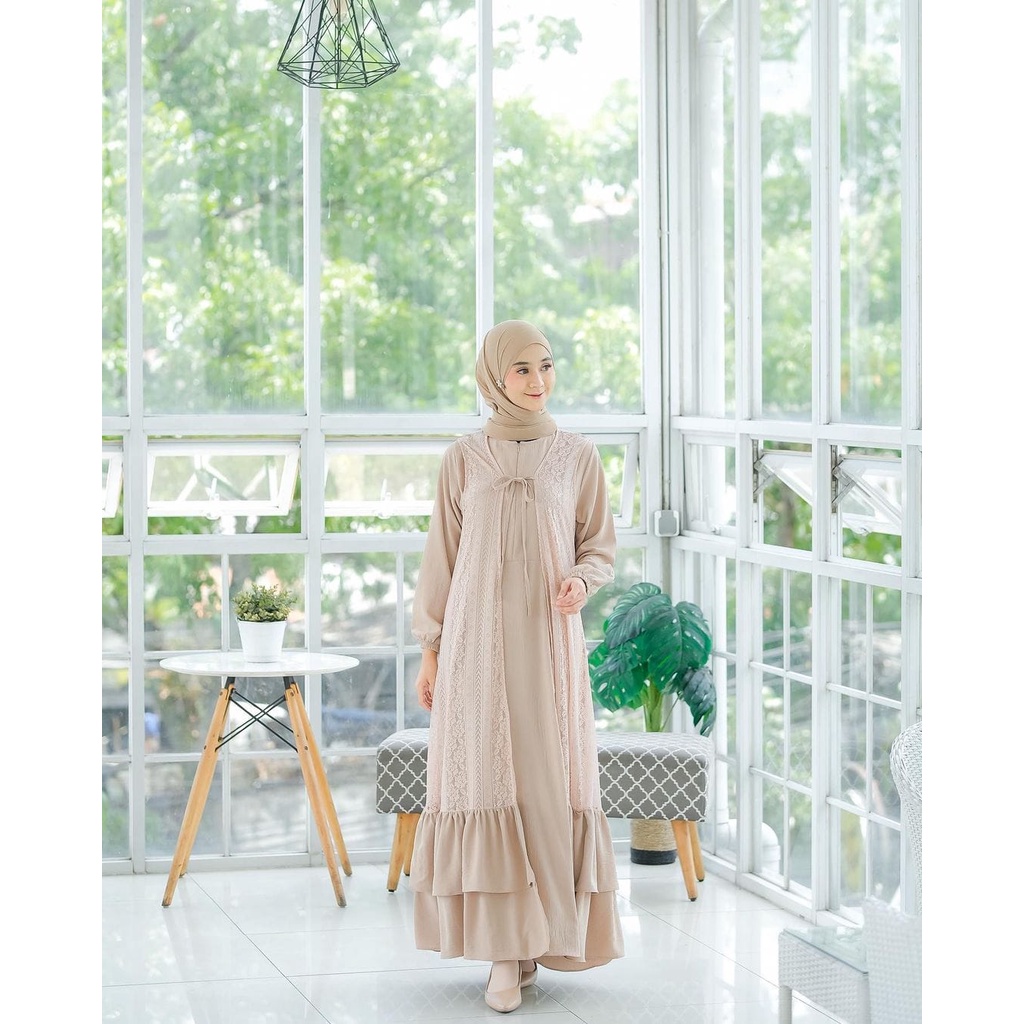 LIMITED - HELEVA DRESS OUTER BRUKAT DRESS WANITA AIRFLOW CRINKLE PREMIUM - EID SERIES