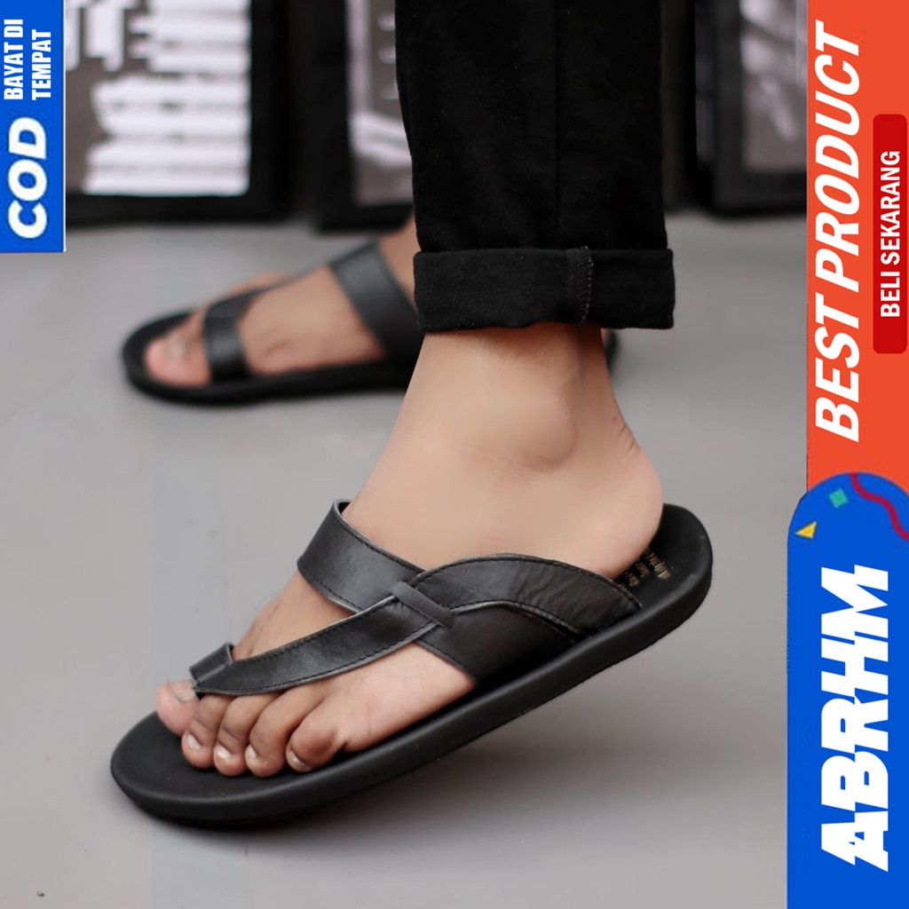 ABRHM x IMPLUSE Sandal Slide Pria Sandal Slop Pria Kulit Asli Ori Sendal Cowok / Cowo Keren Kekinian