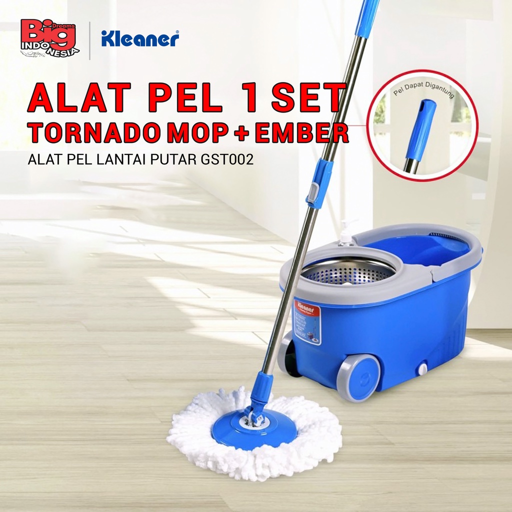 Alat Pel Putar Tornado Mop Mikrofiber Spin Mop 1 Set Pembersih Lantai Kleaner GST002