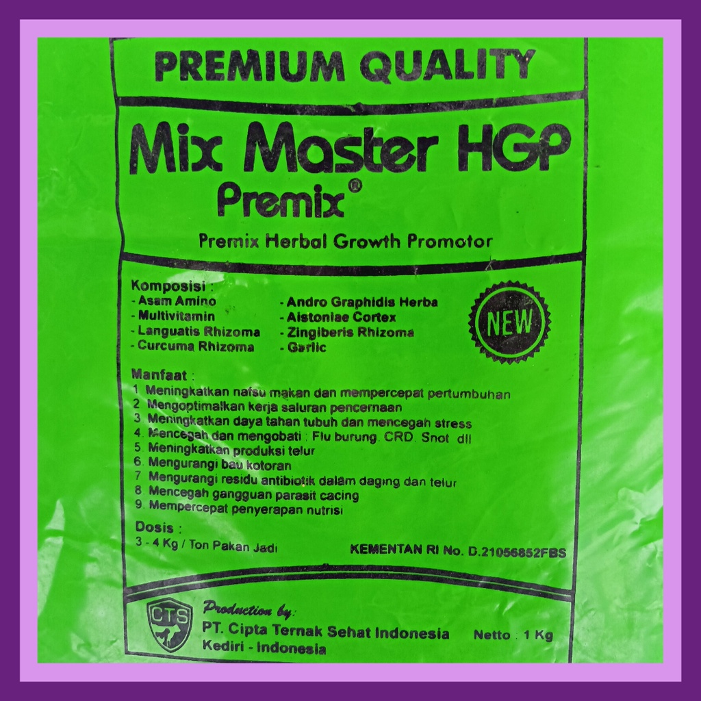 MIX MASTER HGP 1 Kg | Premix HGP Herbal Growth Promotor Pemacu Pertumbuhan Ayam Bebek Puyuh Ternak