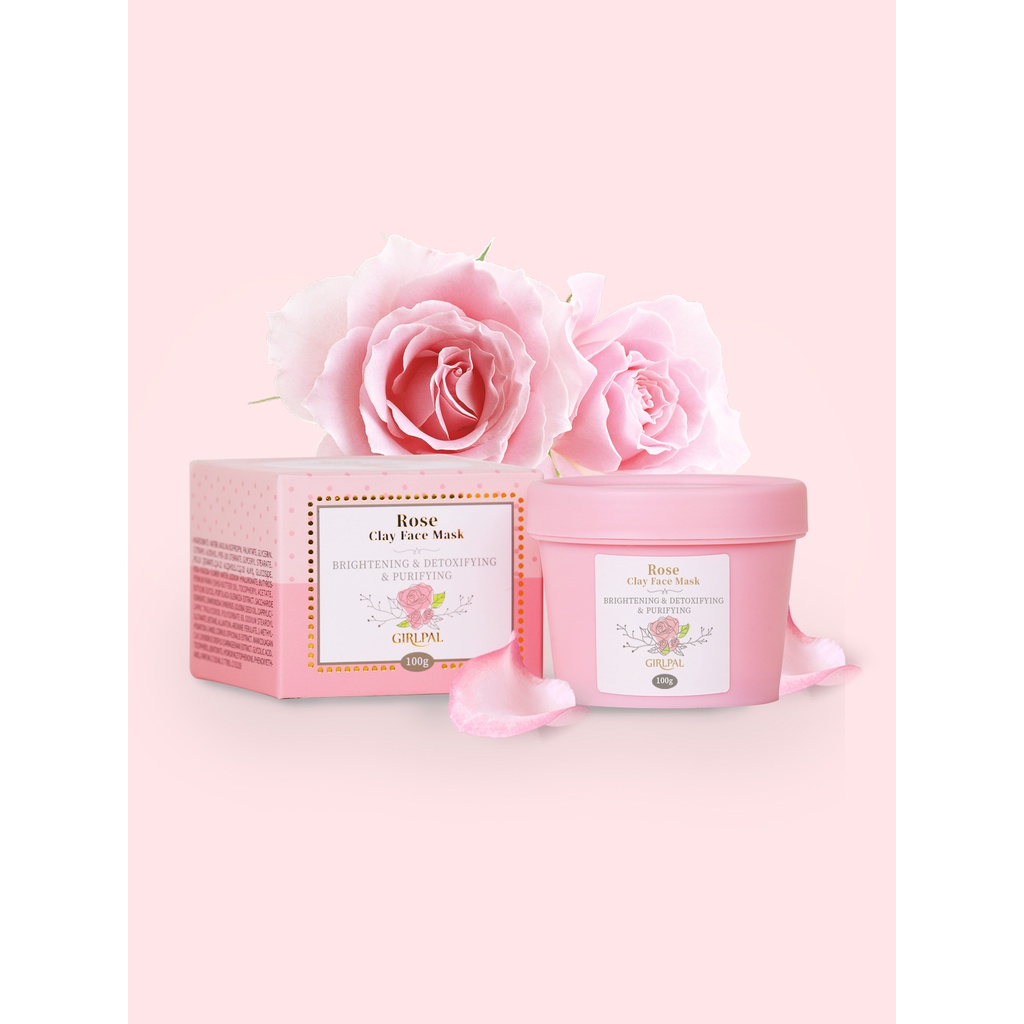 [BPOM] GIRLPAL Rose Clay Mask 100g Face Masker Organik ( Brightening &amp; Detoxifying &amp; Purifying ) Wajah Mud Mask Brighty