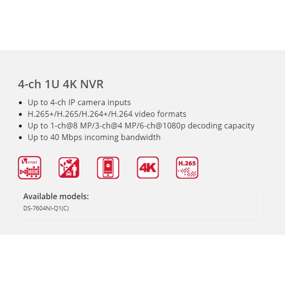 NVR HIKVISION 4CH DS-7604NI-Q1 4 Channel Support 4K CCTV