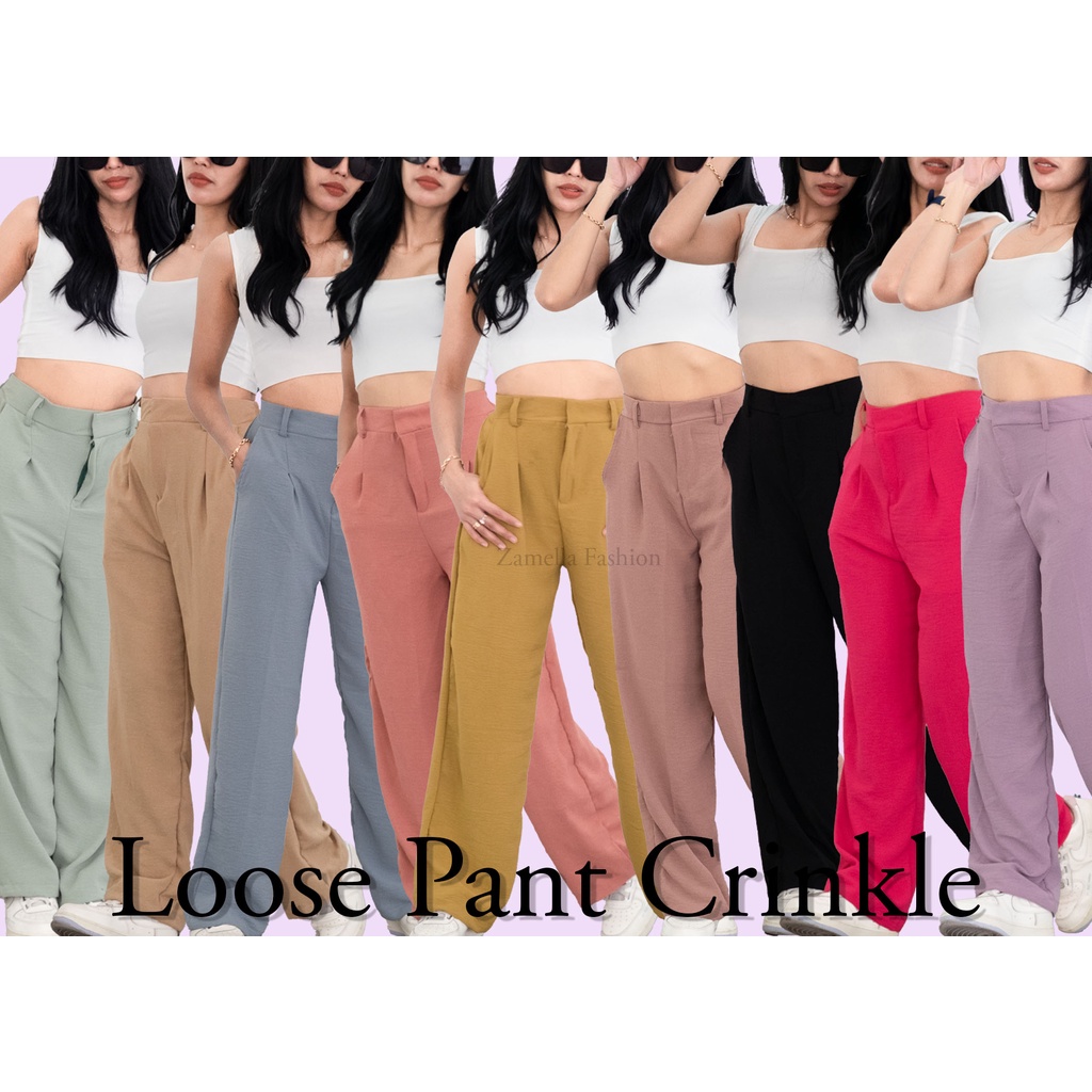 [ NEW ] Highwaist Zipper Loose Pants Kulot Zameela collection premium kulot wanita kekinian  Celana kulot