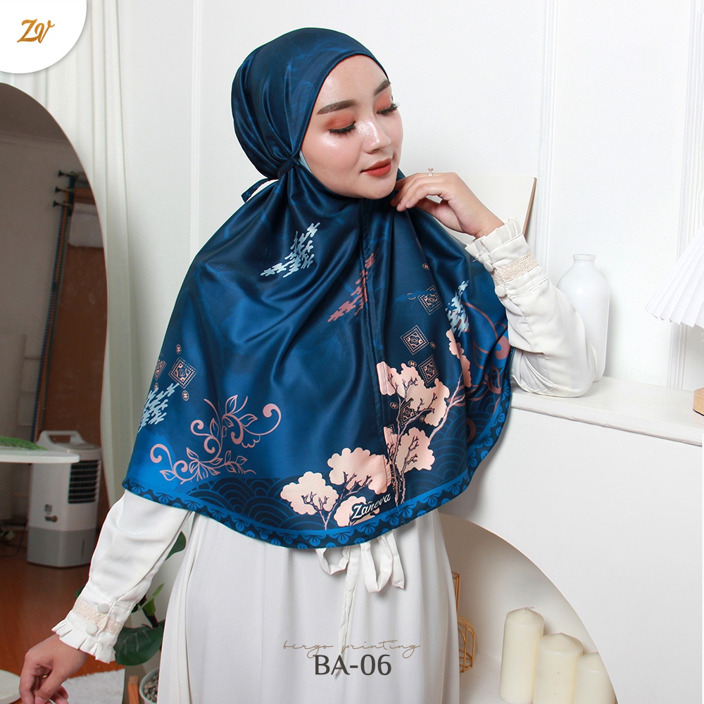 Bergo Motif By Zaneva l Hijab Bergo Silk l Bergo Premium l Hijab Instan Silk l Bergo Motif Terbaru 2023