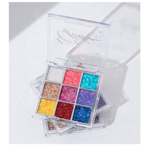 EYESHADOW GLITTER HANDAIYAN PALETTE MAKE UP SHIMMER 9 WARNA GLAMOUR